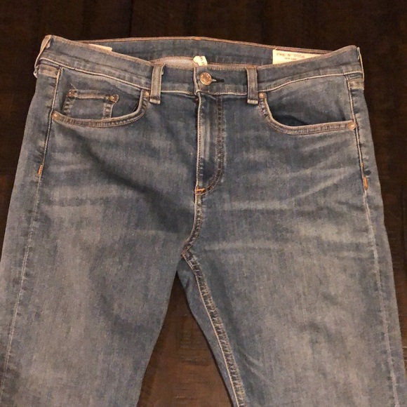 RAG & Bone Ankle Skinny Raw Hem Mid Rise Lighter Blue Denim Size 31 Soft Jeans - Picture 4 of 16